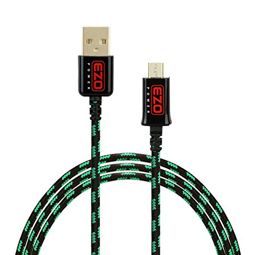 EZOPower 6 Feet Braided Sleeve jacket Sync & Charge Micro-USB Data Cable - Black / Green