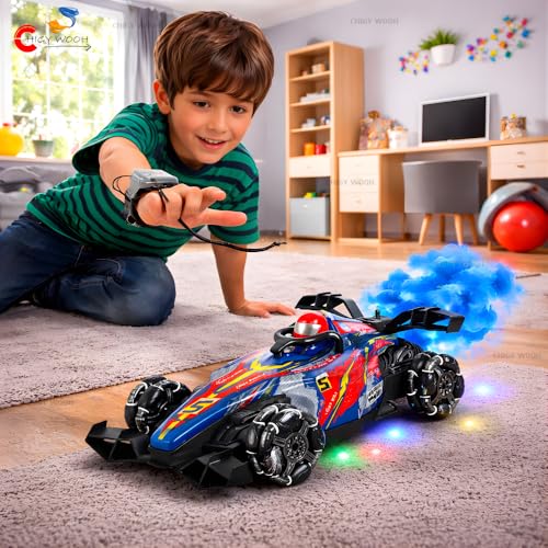 Image of Big Drift Racing RC Car | Rechargeable Stunt Car with Gesture Sensor Watch & Remote Control | Spray Smoke Effect RGB Lights | Drift Mode Racing Car Toy for Kids (Multi-Color)