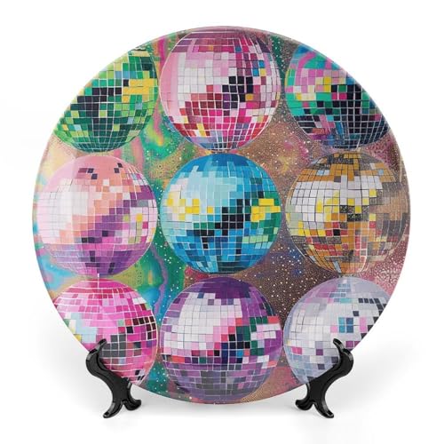 Plato decorativo de porcelana con patrón Disco Ball 6in miniatura 1