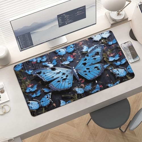 Blue Butterfly Pad Mouse Grande Antideslizante 30x60 cm miniatura 6