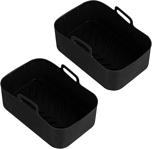 VNICE 2 macetas rectangulares de silicona para freidora de aire forros de silicona para freidora de aire para Ninja Foodi DZ201 DZ401, cesta de