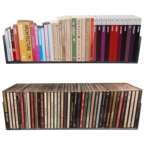 Image of U Shape Floating Shelves Wall Mount Metal Bookshelf CD DVD Storage Display Shelves, Black Set of 2