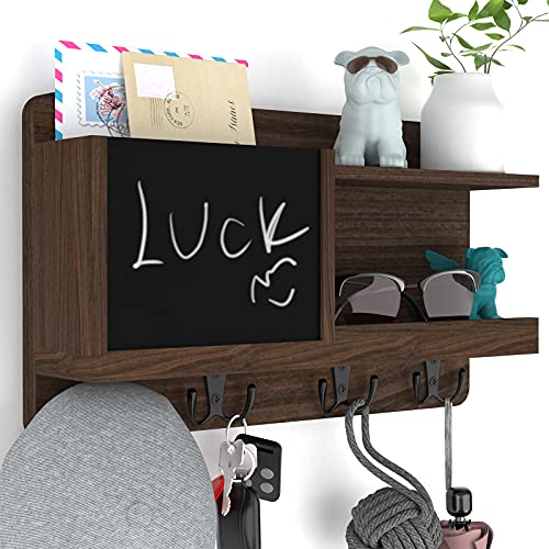 Key Holder for Wall Mounted Mail Holder for Wall with Key Hooks Mail Organizer Wall Mount Key Holder Key Hooks Decorative Wooden Key Shelf for Entryway, Storage, Living Room, Hallway, Office