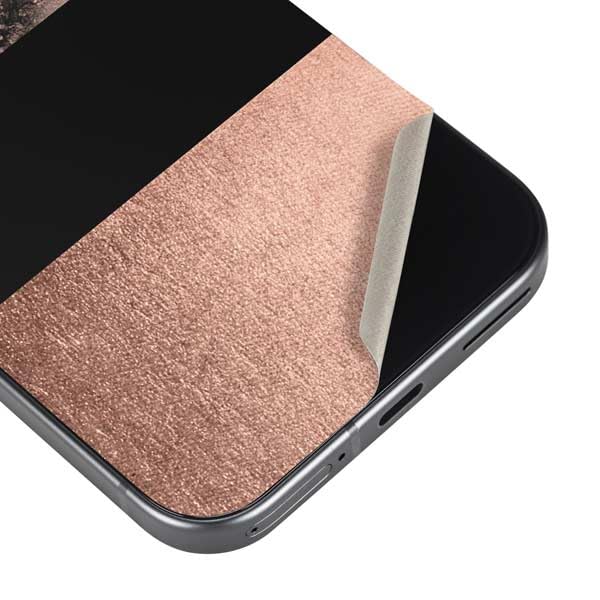 Skinit Decal Phone Skin Compatible with Google Pixel 9a - Rose Gold and Black Marble Design