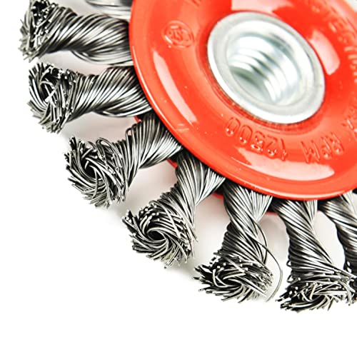 Image of Aain 10 PCS - 4 Inch Twist Knotted Wire Wheel Brush for Grinders and Angle Grinder - 5 /8 Inch-11 Threaded Arbor - 0.020 Inch Carbon Steel Wire,4 inch x 5 /8-Inch | 11 UNC (AQ19A10)