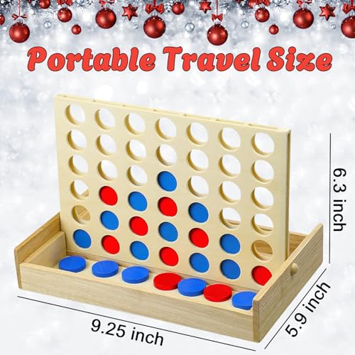 Juego de Mesa Clásico 4 en Línea Plegable de Madera miniatura 5