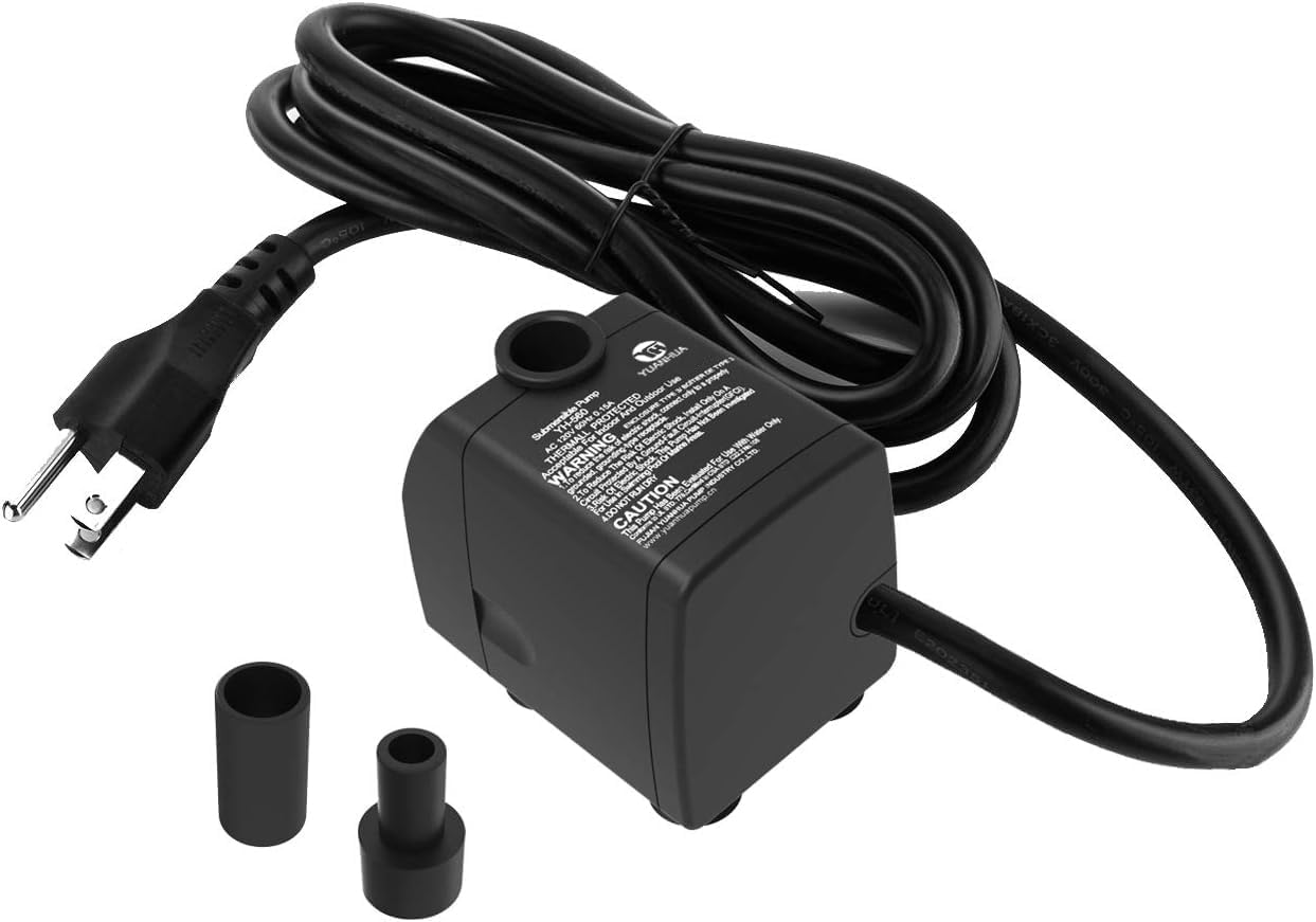 Submersible Water Pump Ultra Quiet with Dry Burning Protection160GPH for Fountains, Hydroponics, Ponds, Aquariums & More …