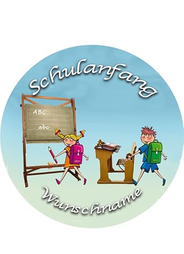 Tortenaufleger mit Wunschname, Schulanfang, Einschulung Geburtstag, Essbares Bild für Torten, Ø 20cm - Super Qualität,1011 Cover