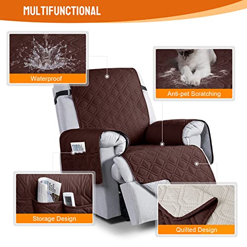 Image of VANSOFY 100% Waterproof Recliner Chair Covers, Recliner Cover Non-Slip Dog Chair Cover Furniture Protector Washable Slipcover with Pocket, Elastic Straps for Pets, Dogs(Coffee, 28 inch)