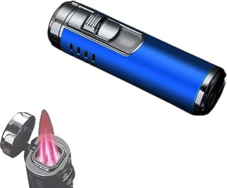 Isqueiro inflável de metal, jato de chama de 4 furos vermelho butano recarregável isqueiro isqueiro masculino para fogos de artifício para cozinhar com velas (gás butano não incluído)