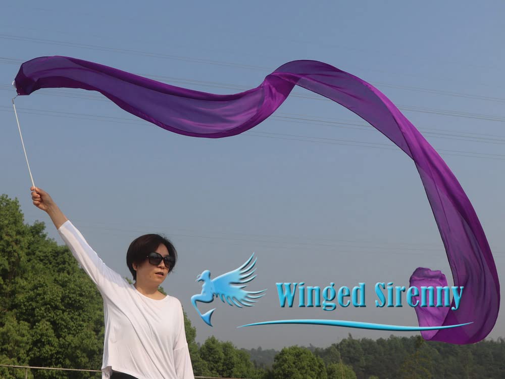 Winged Sirenny Baguette à Ruban de Danse en Soie Naturelle 4m, Fluide et aux Couleurs Vives, avec Poignée Pivotante, pour Gymnastique Rythmique, Flow Art et Spectacles (Jaune-Rouge-Violet Winged Sirenny Baguette à Ruban de Danse en Soie Naturelle 4m, Fluide et aux Couleurs Vives, avec Poignée Pivotante, pour Gymnastique Rythmique, Flow Art et Spectacles (Jaune-Rouge-Violet
