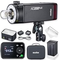 Godox AD200 PRO II AD200Pro II AD200ProII Kamera Blitz Blitzgerät, Optimierte Blitzköpfe, Bicolor LED Modelling Lampe, Farbgruppenanzeige, einstellbar von 1/512 bis zur vollen Leistung (1/1)
