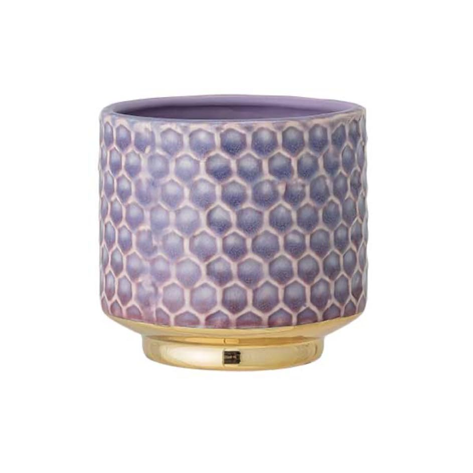 Nordring Ceramic Flower Pot Goldy - colorful Planter, Pot for plants sukkulents Size S (10 cm ø) Dia 4-1/8", Stoneware, purple