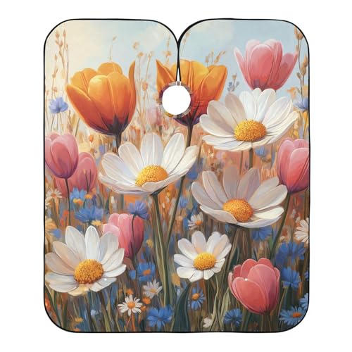 Hezely Spring Flowers Hair Dye Cape, Barber Cape for Adults,Waterproof Salon Cape,Waterproof Hairdressing Styling Hair Cutting, 65