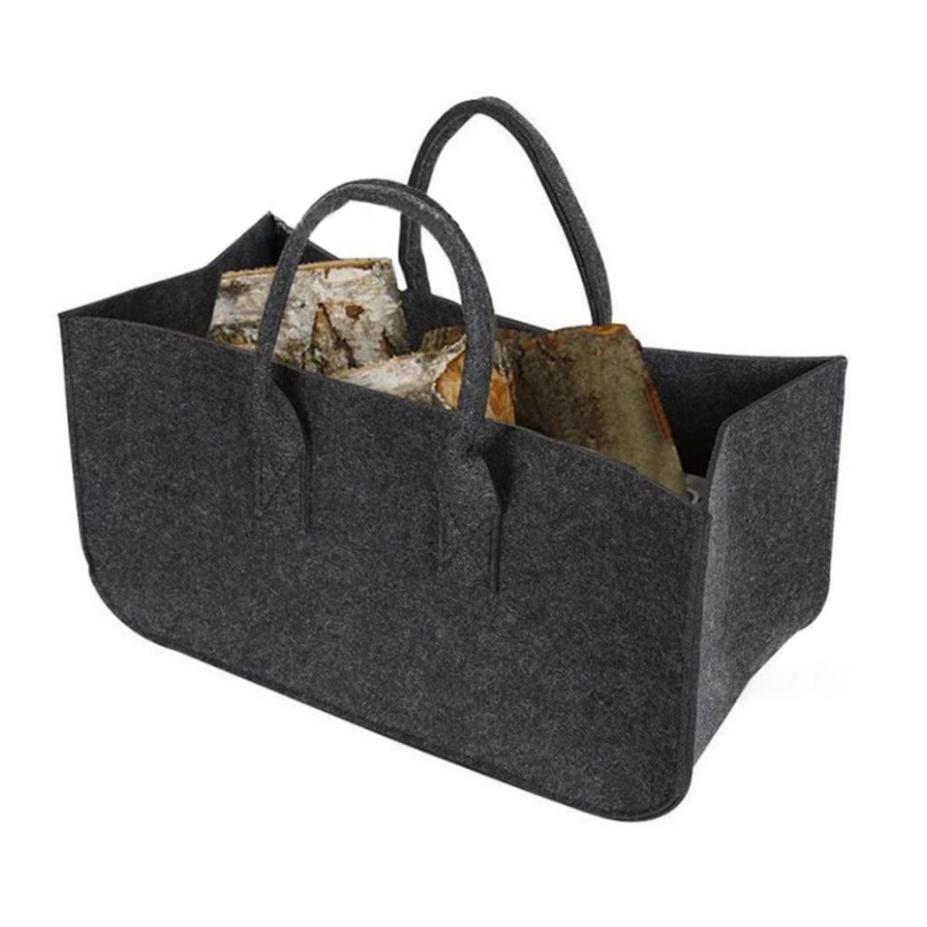 Bemonew Felt Storage Baskets Shopping Bag Large Capacity Felt Tote with Handles for Firewood Newspaper