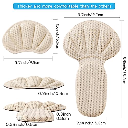 Image of Adhesive Back of Heel Cushion Pads, Heel Grips Inserts for Too Big Loose Shoes,4pcs-Beige+4pcs-Beige