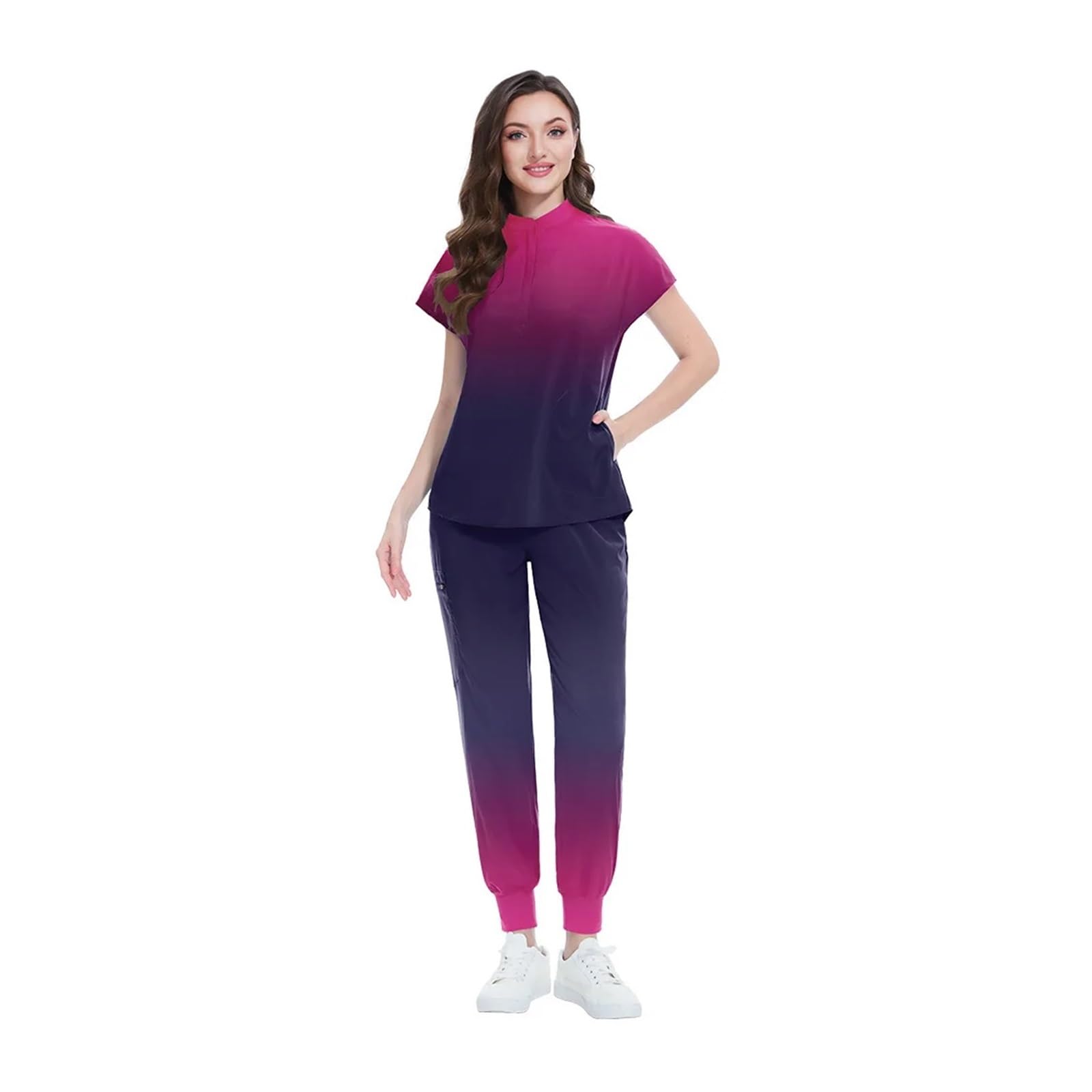 Uniforme Sanitario Mujer Ropa de Lavado a Mano Color Degradado for Hombres y Mujeres, Conjunto Uniforme Trabajo for médico, Enfermera, salón Belleza, SPA(Color5,M)