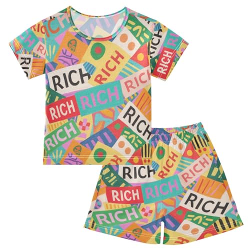 Girls Short Pajamas Sets Nighty Pjm Set for Youth Play Wear 14Y Colorful Cartoon Rich Modern pijama para jovenes hombres