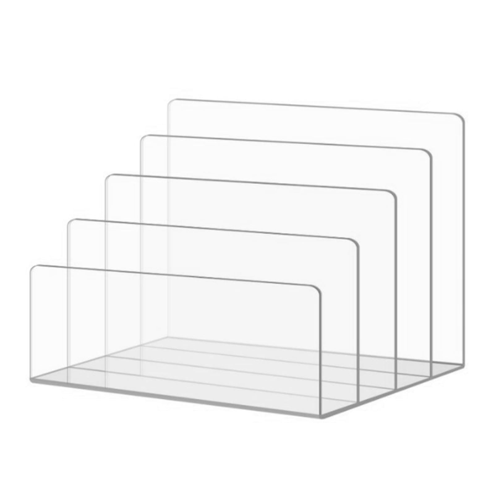 BYYLECL Clear Acrylic File Holder, Plastic Desk Organiser Magazine Rack File Holder Bookshelf for Documents Letter Book Four lattice