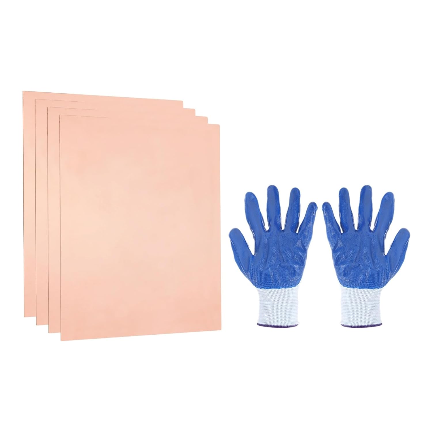 MECCANIXITY 4 PCS 99.9% Pure Copper Sheet,Copper Plates Metal 0.39"x0.39"x0.02" (10x10x0.5mm) with Gloves for DIY Crafts Jewelry Repairs Industry Electrical Engineering Circuit