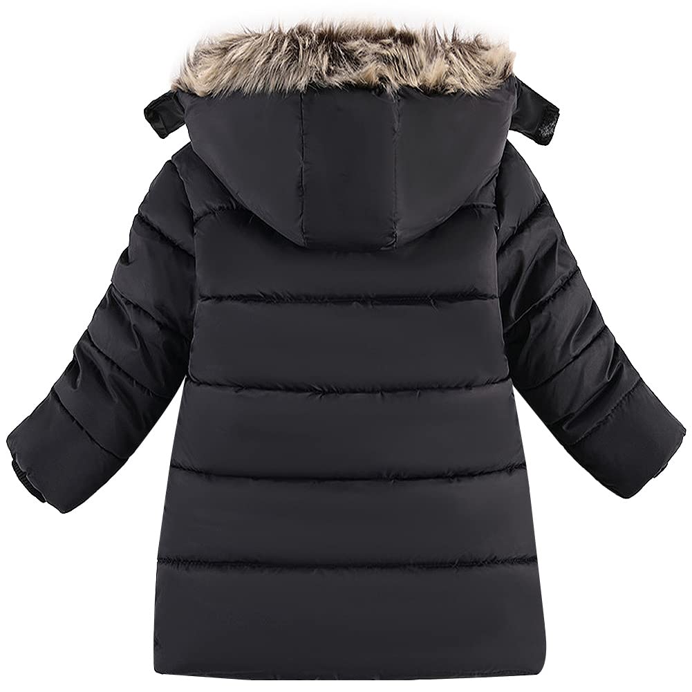 Niño Abrigo Acolchado Algodón con Felpa Interior Chaqueta de Inviern con Pelo Capucha Calida Ropa Exterior