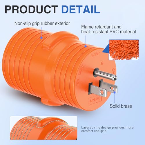 Image of Nilight 15A to 50A RV Power Adapter 5-15P to 14-50R 125V | 15Amp to 50Amp Rv Adapter: 5-15P Male to 14-50R Female Receptacle for Rv Ev Camper Trailer Generator