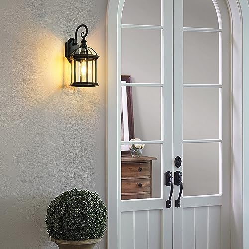 Outdoor Wall Lights for Proch Front Door Patio, Aluminum Outdoor Porch Lights Fixture Wall Mount, Black Waterproof Exterior House Lighting Fixtures, Outside Wall Lantern