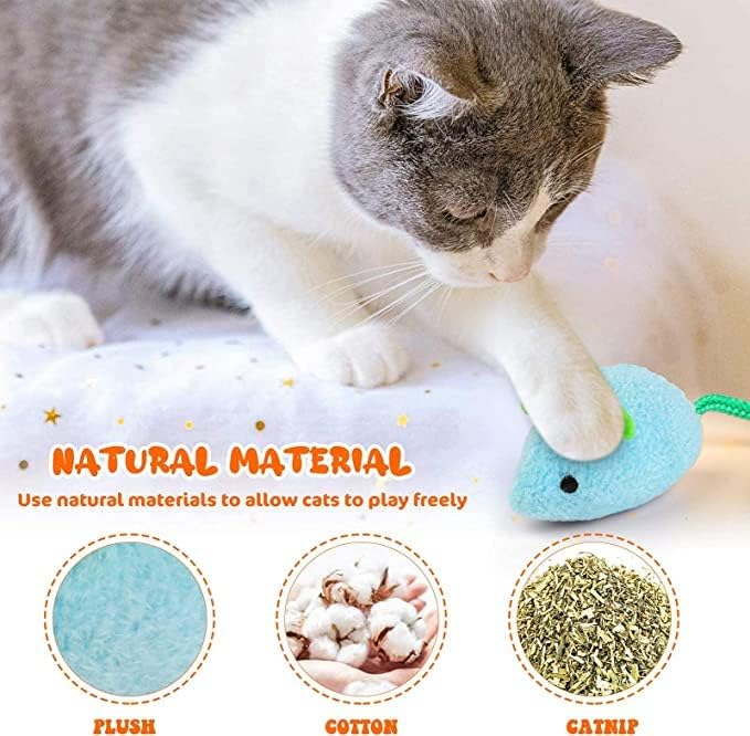 Image of Mouse Toy Cats Mouse Plush Cat Toys Realistic Cute Kitten Mice Filled Polyfill Rat for Cat, (8 Pieces)