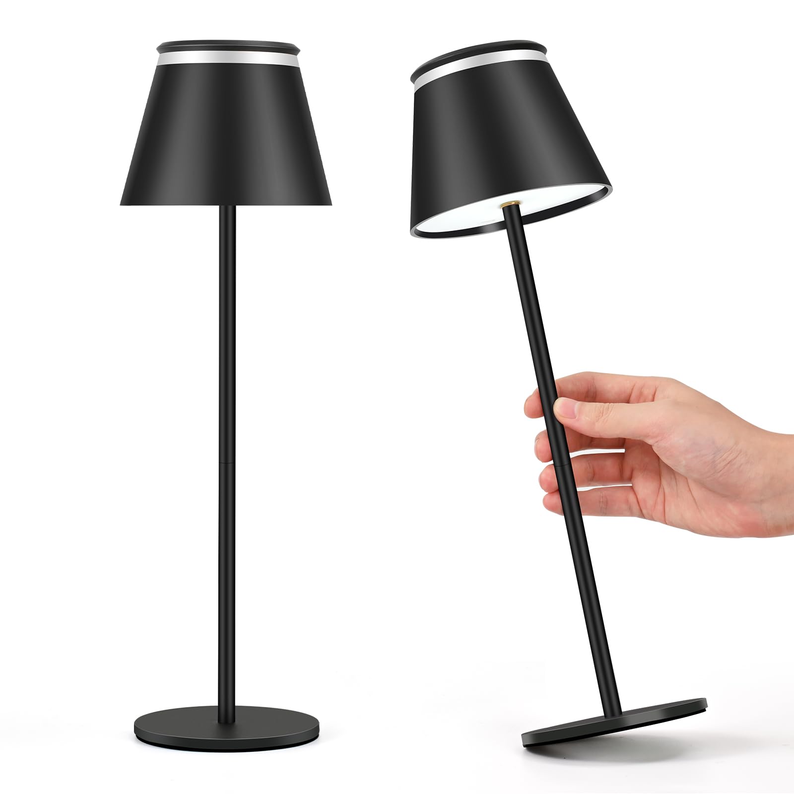 Cordless Table Lamp, LED Rechargeable Desk Lamp with 5000mAh Battery Operated, Portable Table Light,Waterproof,3 Colors,Dimmable,for Restaurant/Bedroom/Patio/Camping/Outdoor/Party Night Light,2 Pack