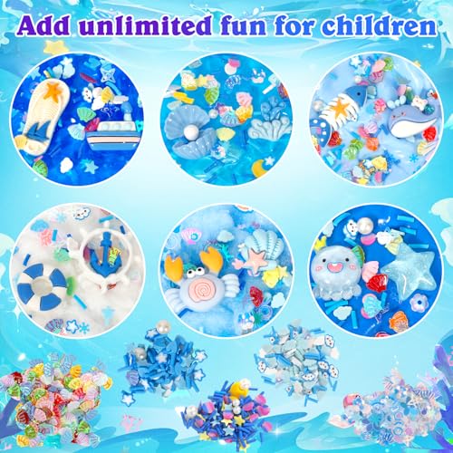 AMCHLEL 6 Stück Fluffy Slime Set, Fluffy Butter Slime Set, Farbverlauf Blau Crystal Slime DIY Kit, Schleim Kinder Party Favor, Geburtstags Mädchen und Jungen Geeignet Sind