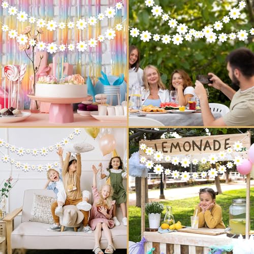 4er-Pack GäNseblüMchen Deko Geburtstag,Weiß Flowers for Daisy,Blumen Girlande Blumen,Blumen Deko Geburtstag Banner,BohèMe-Stil,Geeignet FüR MäDchenzimmer-Dekoration,Kindergeburtstagsparty,Hochzeit