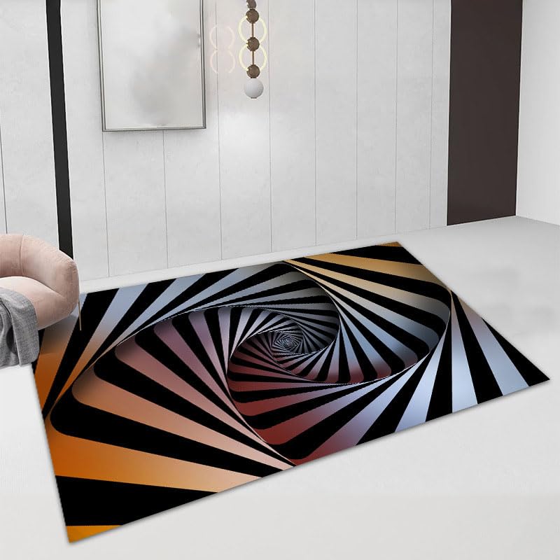 Tapis illusion 3D antidérapant ZORZA tapis de sol noir et blanc abstrait 40x60cm