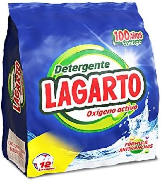 Lagarto - Lavadora Detergente en Polvo para Textiles- Oxigeno activo - 912 gr. Bolsa Ecopack 12 Lavados