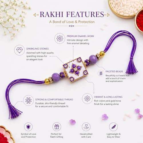 Image of JAIPUR ACE Elegant Blue inchBRO inch Designer Rakhi Gift Set with Greeting Card and Roli Chawal Pouch, Premium Brother Rakhi, Festive Raksha Bandhan Gift for Brother, Traditional (nr1)