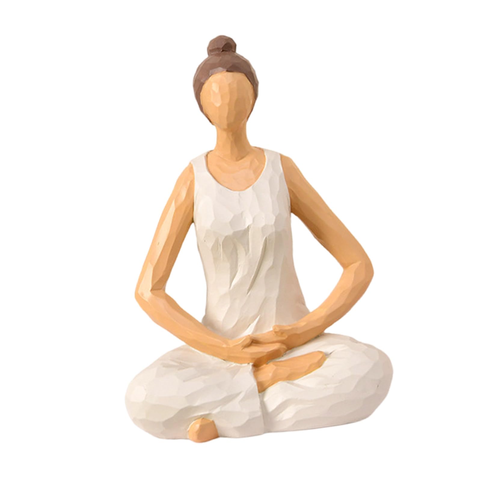 MALSSE Meditations Woman Sculpture Figurines for Interior Home Decors Woodcut Effect Resins Meditations Pose Statue Ornament Woman Figurine