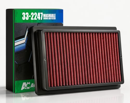 Image of High-Flow Engine Air Filter Compatible with 2002-2026 Dodge Ram 1500 2500 3500 4500 5500, Washable and Reusable Replacement Filter for 3.6L 3.7L 4.7L 5.7L 5.9L 6.7L V6 V8 V10 Engines, 33-2247