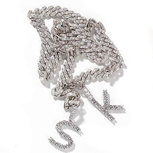 Collier lettre personnalisé plaqué or avec maille iced link pour homme