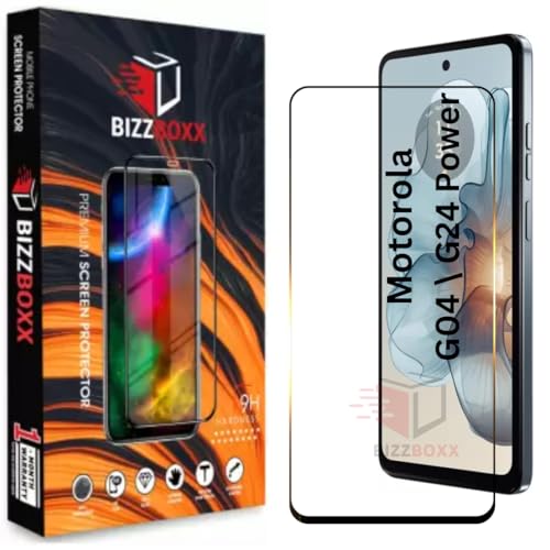 Image of Edge to Edge Screen Protector For Motorola Moto G04 | Moto G24 Power Tempered Glass Guard | Anti Static | Full Screen Coverage-Edge to Edge | 9H Hardness | With Easy Installation Kit (Pack of 1)