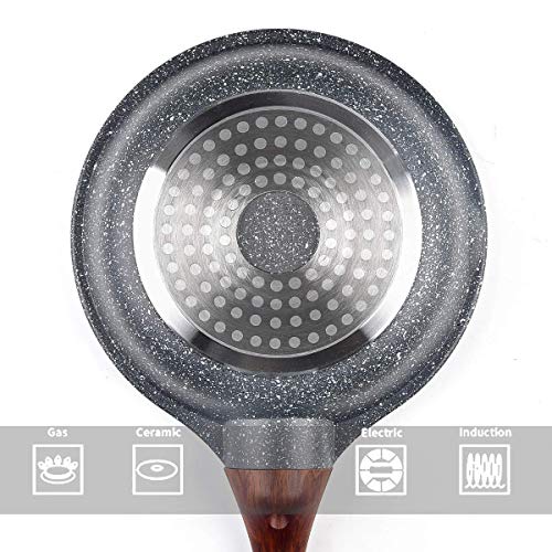 Caannasweis Nonstick Frying Pan Dishwasher Safe, Stone Skillet Pans for eggs, Induction Omelette Pan Non Toxic 100% PFOA Free (9.5" + Glass Lid) - Thumbnail 3