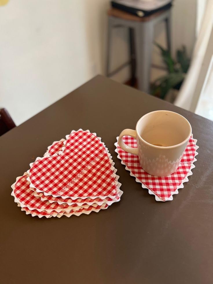 Set of 4 Heart Shape Tea Coasters | Love Design Cute Coffee & Tea Coaster Set | Home Decor & Gift for Him/Her | Decorative Home Decor Set-image-14
