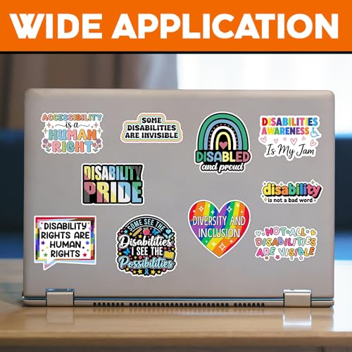 Image of MAIANEY | Disability Awareness Sticker Pack - 10PCS, 3x3 inch Inclusion & Diversity Vinyl Stickers, Disability Pride Decals for Laptop, Classroom, Accessibility, Neurodiversity Advocate Gift