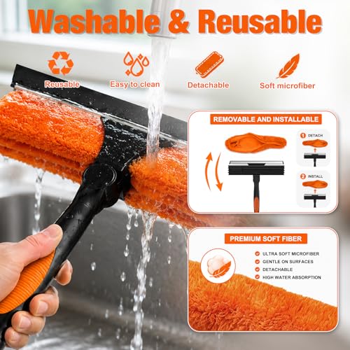 Image of LAANPOLE 36FT Window Squeegee with Extension Pole, 2-in-1 Squeegee for Window Cleaning, Professional Cleaning Kit for Home with 30FT Telescoping Pole for Outdoor Indoor Use