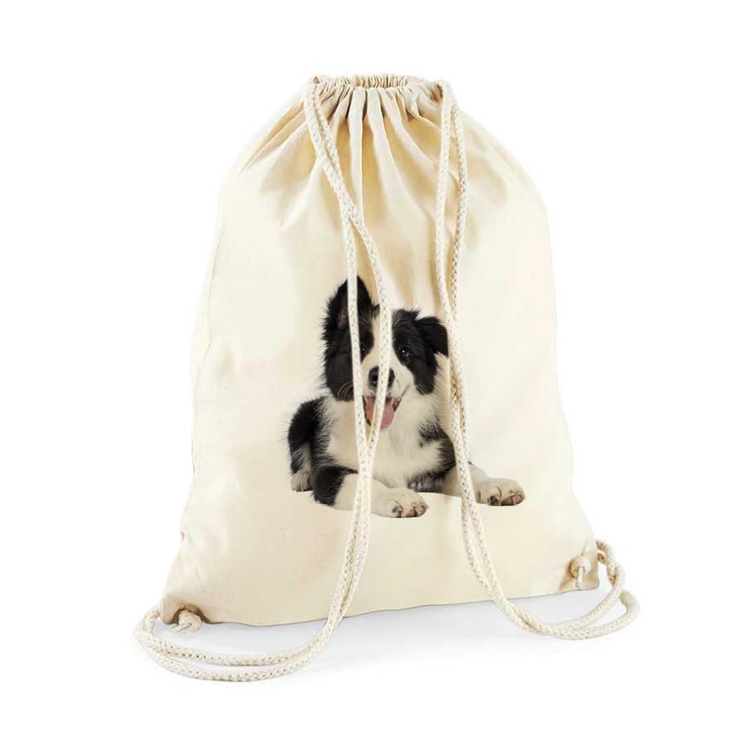 Teetaly - Sacca Zaino In Cotone Personalizzata Con Logo, Nome, Foto, Testo. Borsa A Sacchetto Con Cordoncino In Cotone Naturale