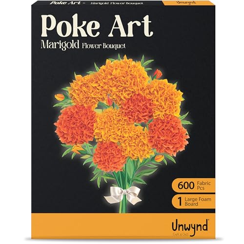 Image of Unwynd Poke Art Marigold Flower Bouquet Kit for Adults, Women and Teens
