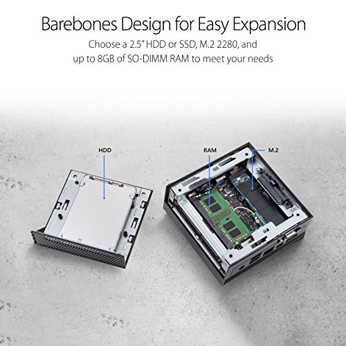 Asus Pn40 Fanless Barebones Mini Pc With Intel Celeron And Integrated Intel 4K Uhd Graphics (Hdmi, Mini Displayport, 802.11Ac Wifi, Bluetooth 4.0, Gigabit Lan, Usb 3.1, Vesa Mount) Pn40-Bb021M #TOP2