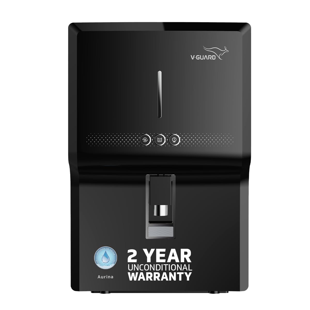 v-guard aurina 2x ro uf water purifier | duoguard filter technology | zero service cost for 2 years + proactive service support | saves 60+ glasses of 100% ro purified water daily | 7 stages | 7 l