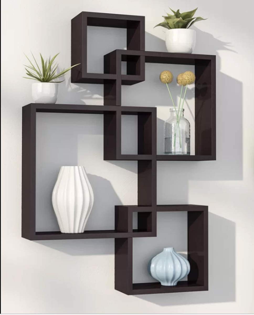 UMAAS Unique Wooden Handicrafts Wooden Wall Mounted Shelf Rack for Living Room Decor (Black) - Set of 4 Size:-30.5 x 8.9 x 30.5 Centimeters (B08BK8WX3B) Amazon Price History, Amazon Price Tracker