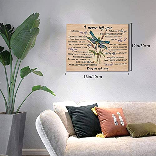 Bbituogg Dragonfly Decor Vintage Dragonfly Wall Art Motivational And Inspirational Quotes Never Left You Boho Dragonflies To My Wife Dragonfly Poster Lovely Gift Farmhouse Home Décor, 16X12 Inches #TOP1