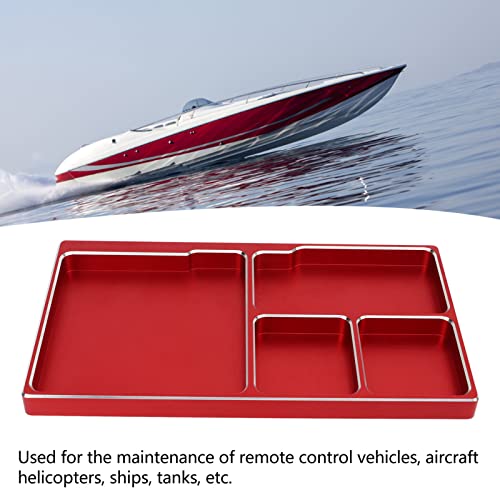 Lybunair Aluminum Alloy RC Screw Tray with Magnetic Pad, Magnet Screws Holder Plate RC Repair Tool for RC Maintenance (Red, Blue) (Red) - Image 3