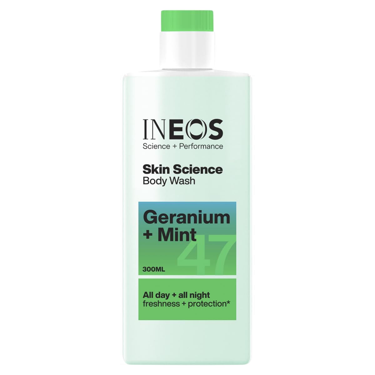 INEOS Skin Science - All Day Freshness With Provitamin B5 Body Wash Geranium + Mint - With SkinActiv Cooling Tech™ - Plant Powered 300ml